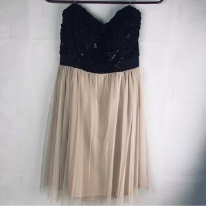 NWT: Mystic- Womens Peach tool an Black sequins Dress-szMedium